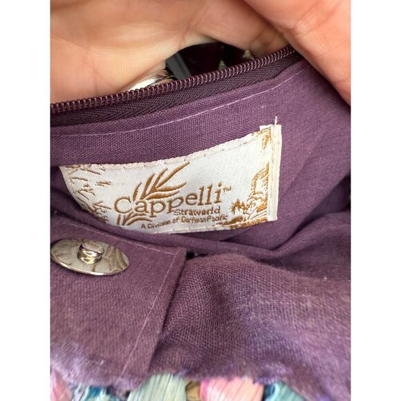 Vtg Capelli Straworld Dorfman Pacific Straw Bag Multicolored Pastel Wood Handles - Picture 2 of 5